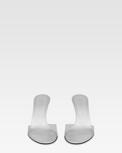 Sandali con punta aperta tonda in morbida pelle metallizzata argento