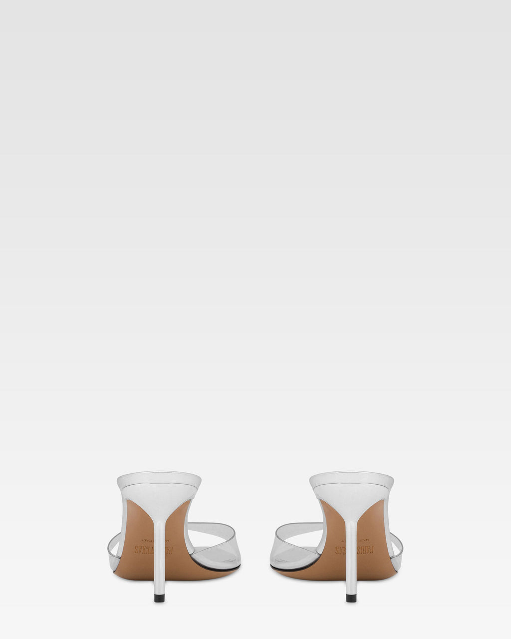 Sandali con punta aperta tonda in morbida pelle metallizzata argento