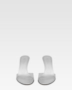 Mules en PVC y piel espejada