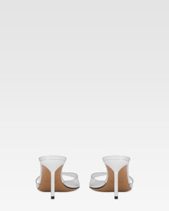 Mules en PVC y piel espejada