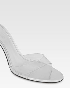 Mules en PVC y piel espejada