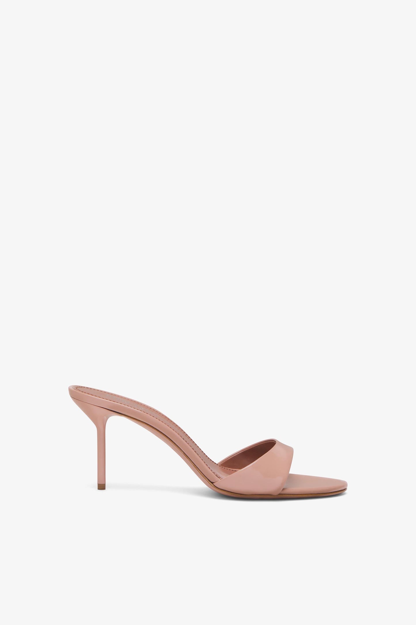 Mules en cuir verni rose fard fonc'e