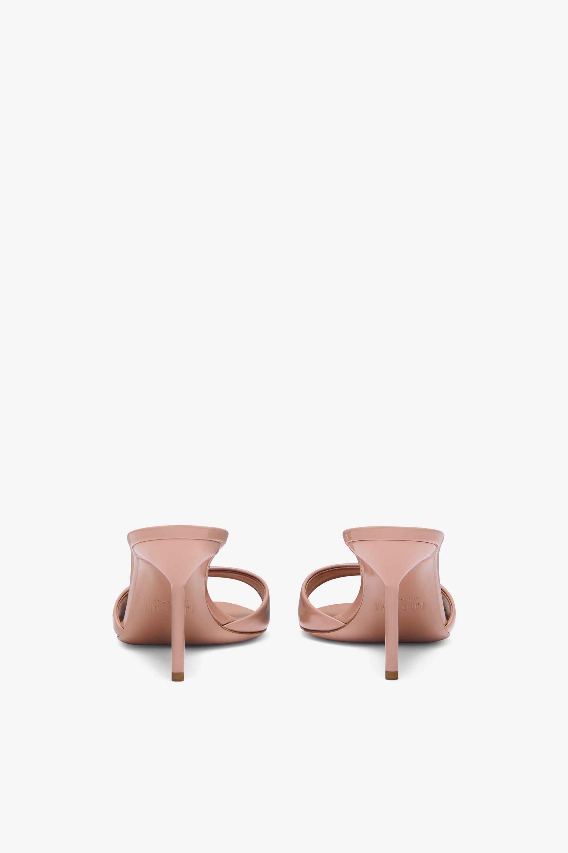 Mules en cuir verni rose fard fonc'e