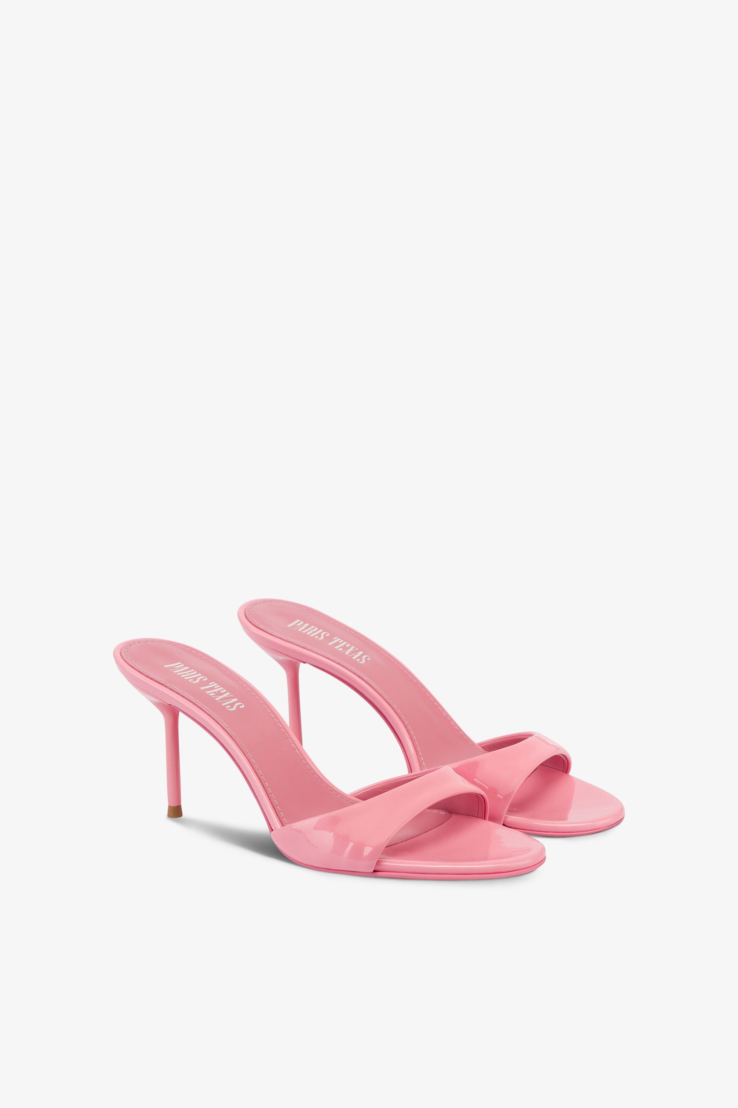 Mules in pink patent leather