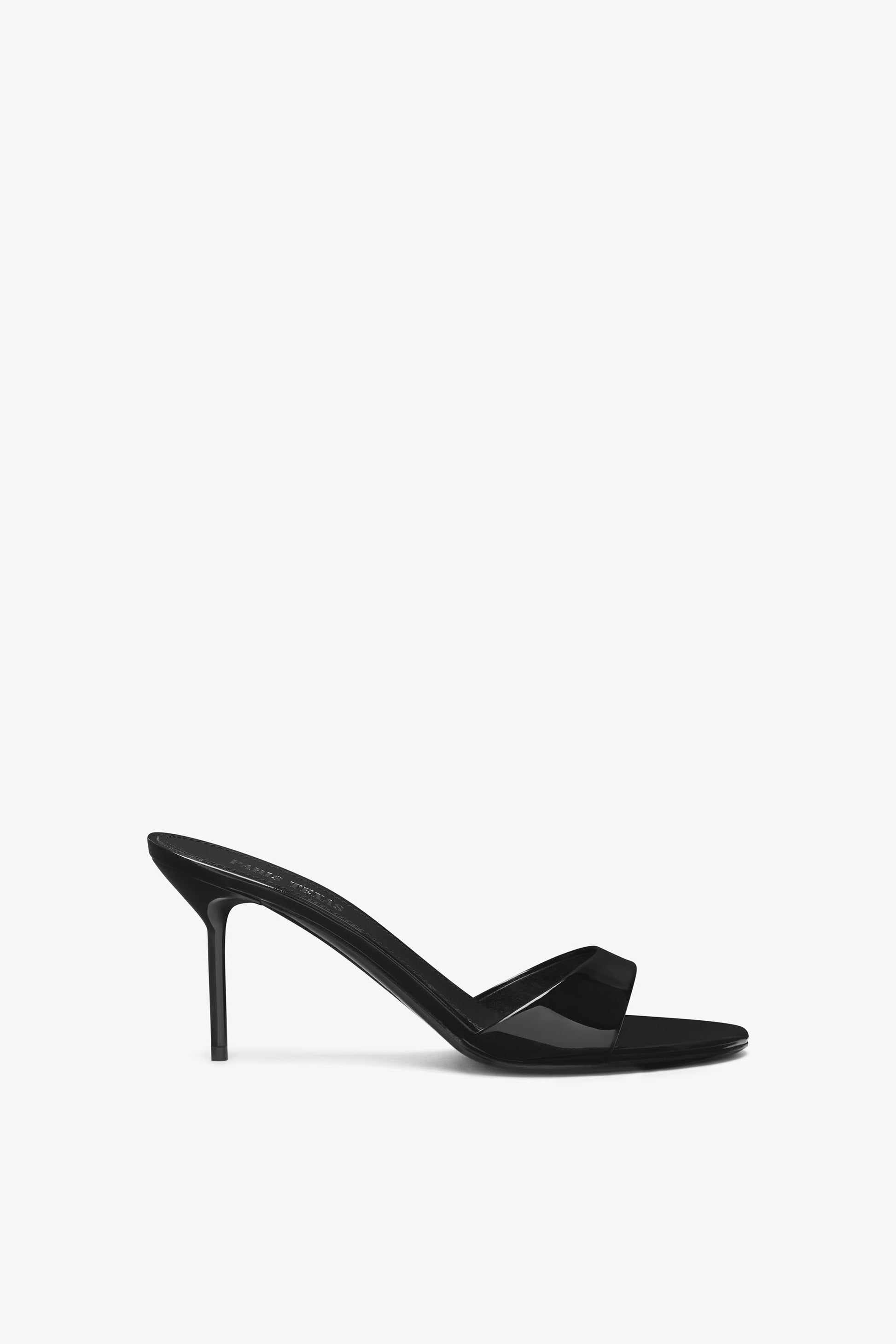 Mules en cuir verni noir