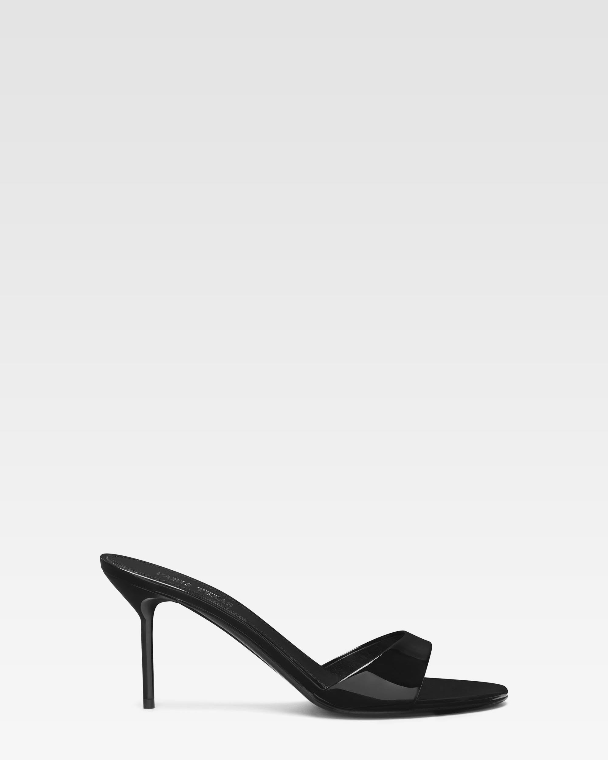 Black patent leather mule