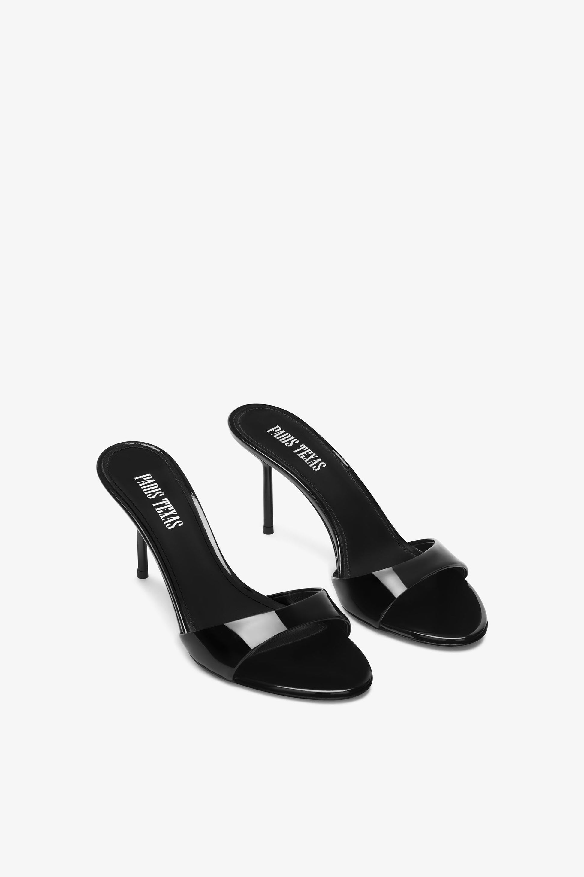 Black patent leather mule