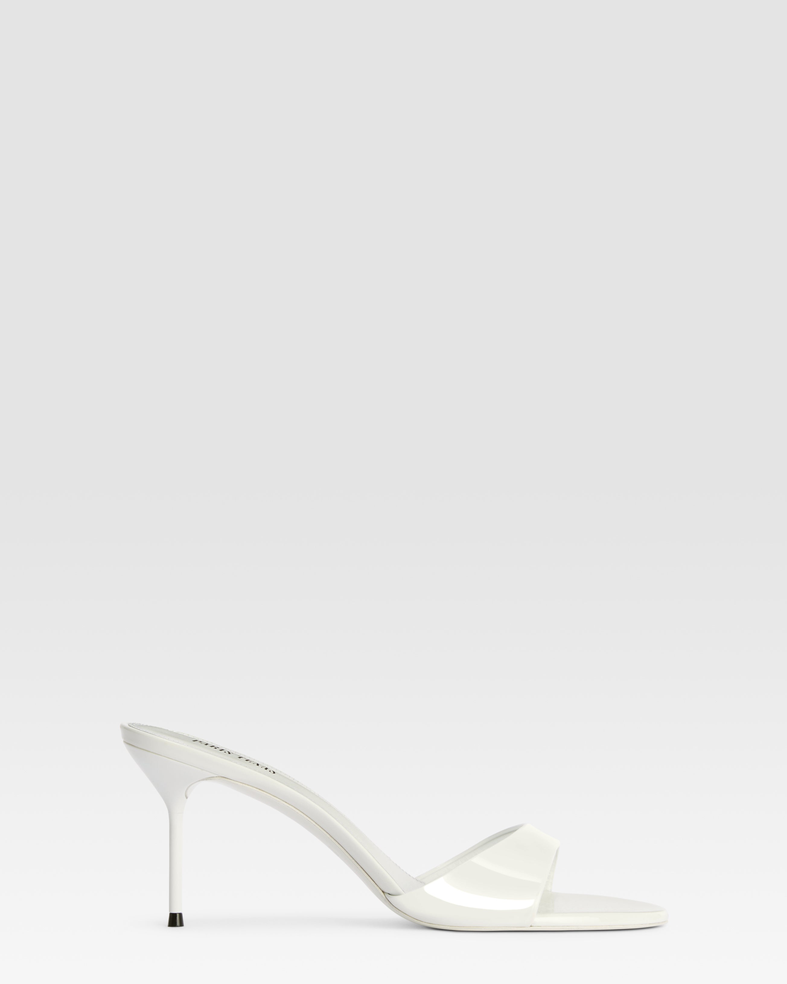 Mules in optic white patent leather