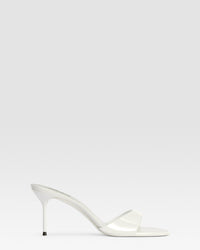 Almond-toe mules in patent rouge noir leather — OPTIC WHITE