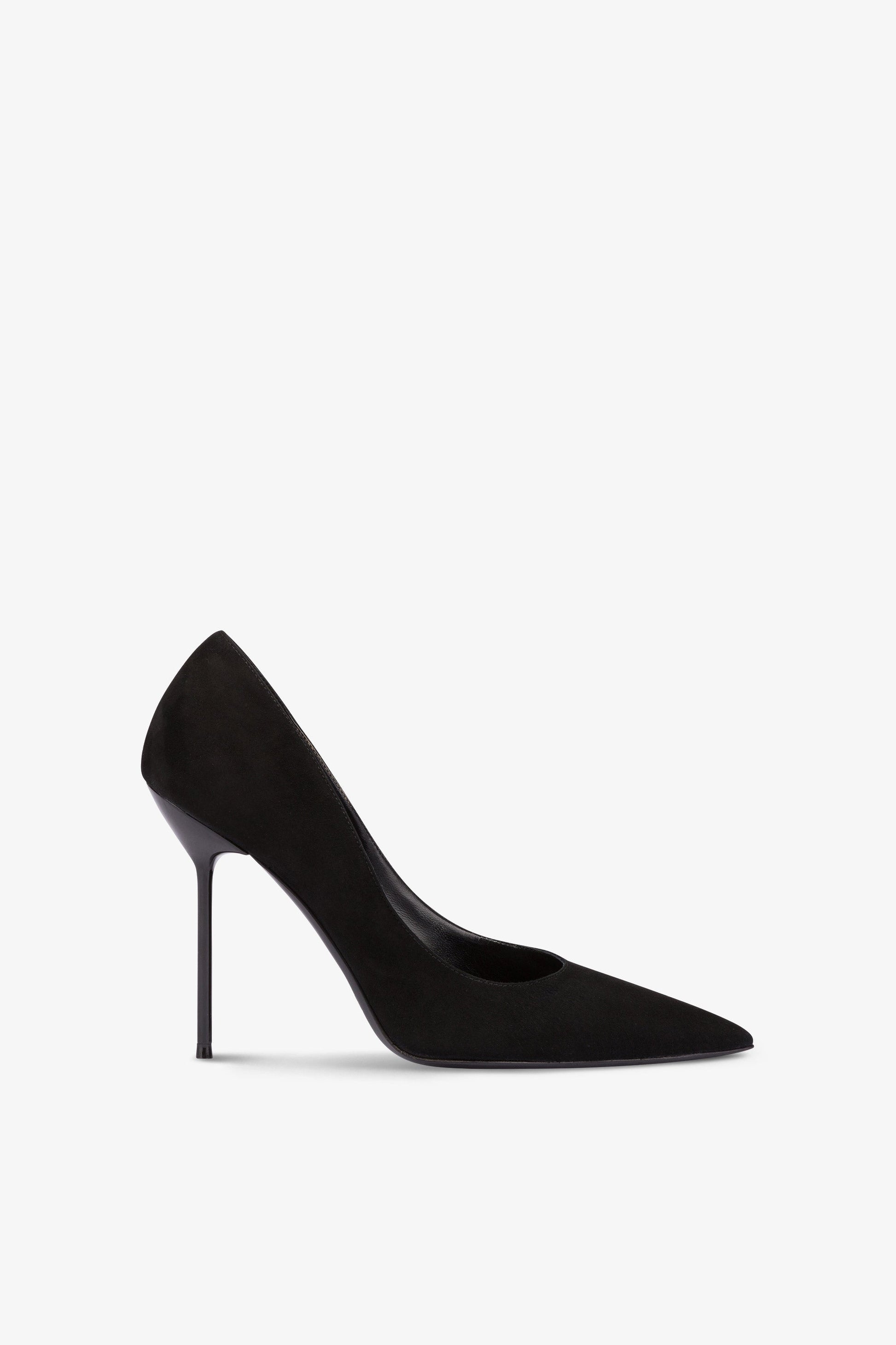 Pointed pumps in soft black suede leather