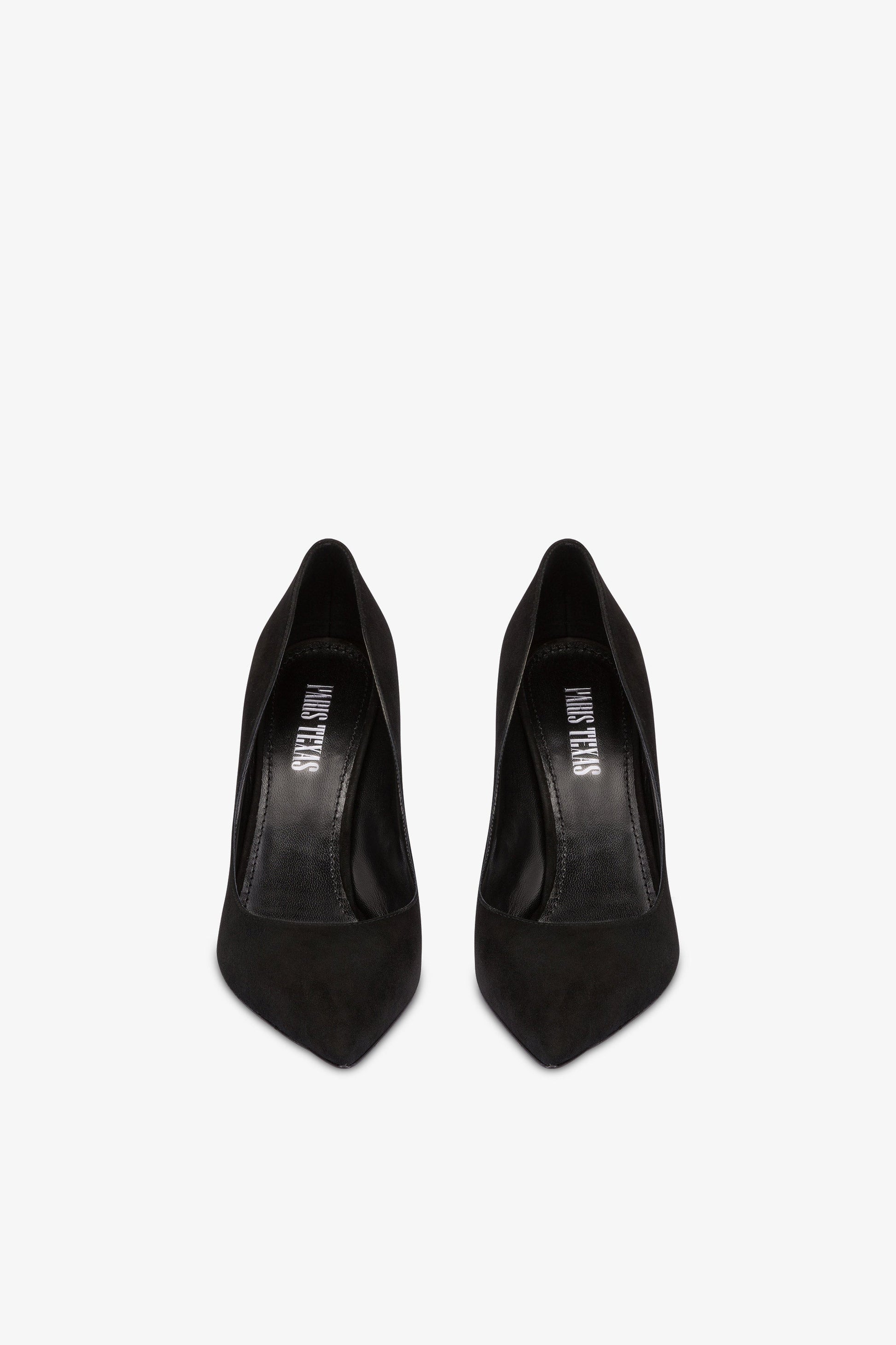 Pointed pumps in soft black suede leather