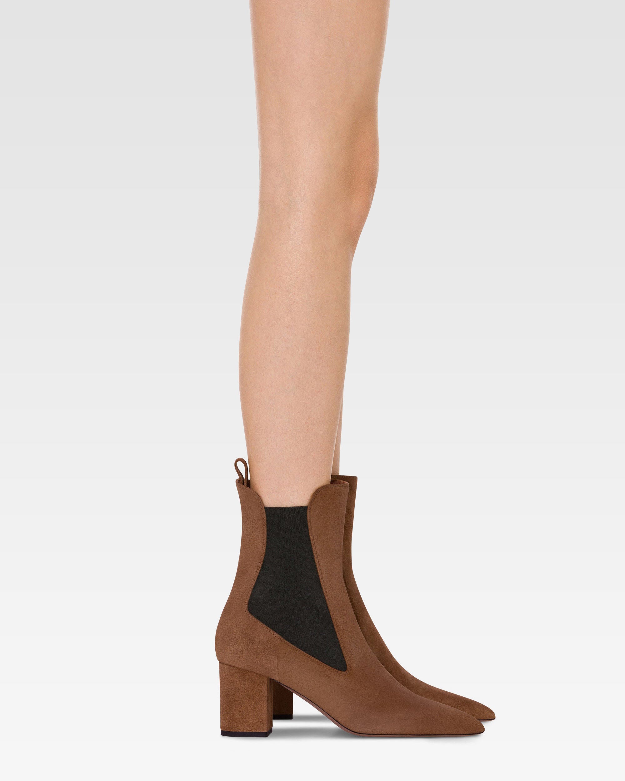 Ankle boots in brown calf suede leather