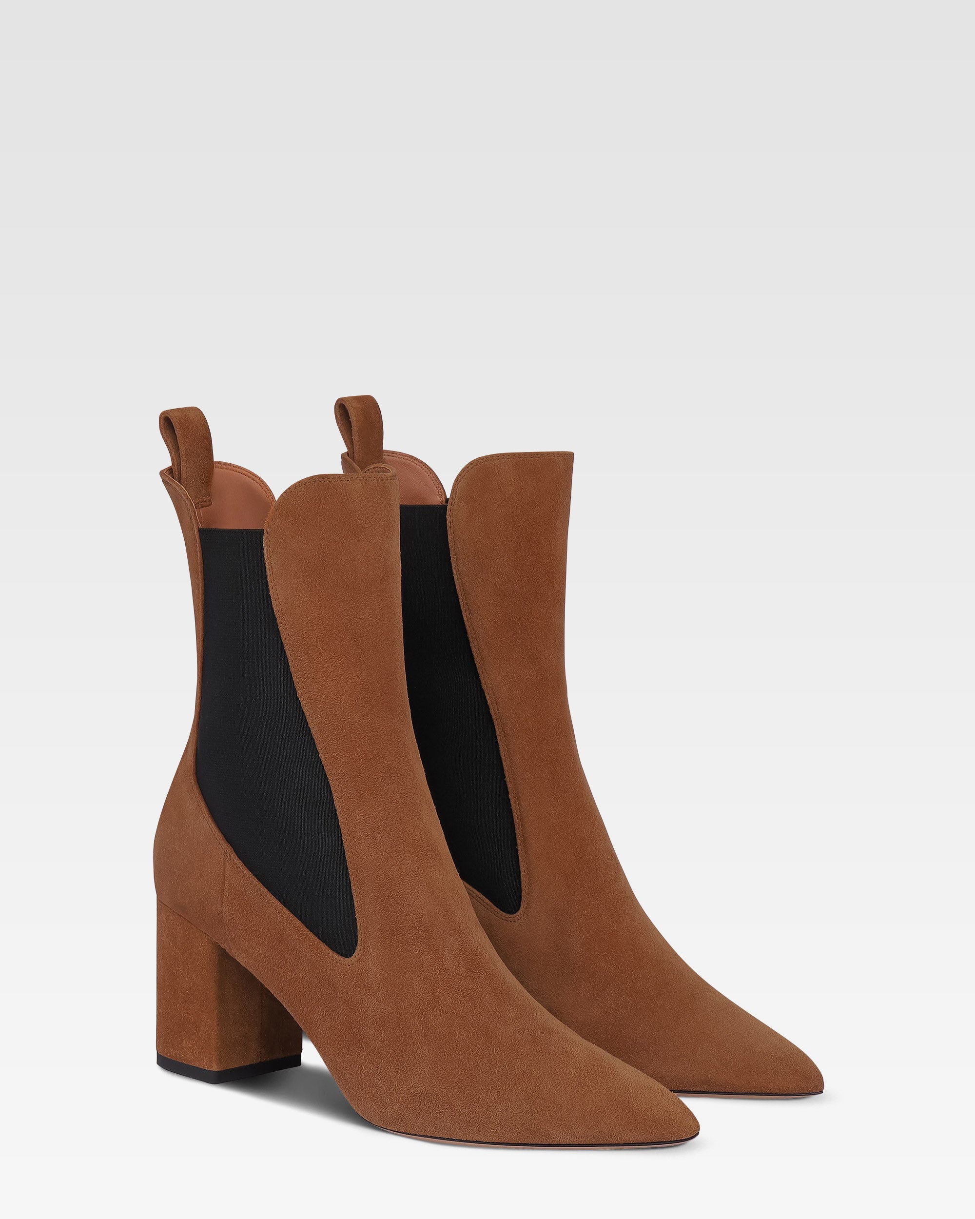 Ankle boots in brown calf suede leather