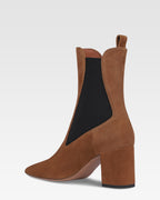 Stiefeletten aus braunem Kalbsveloursleder