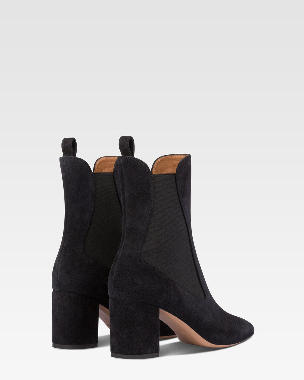 Pointed ankle boots in soft off-black suede leather
