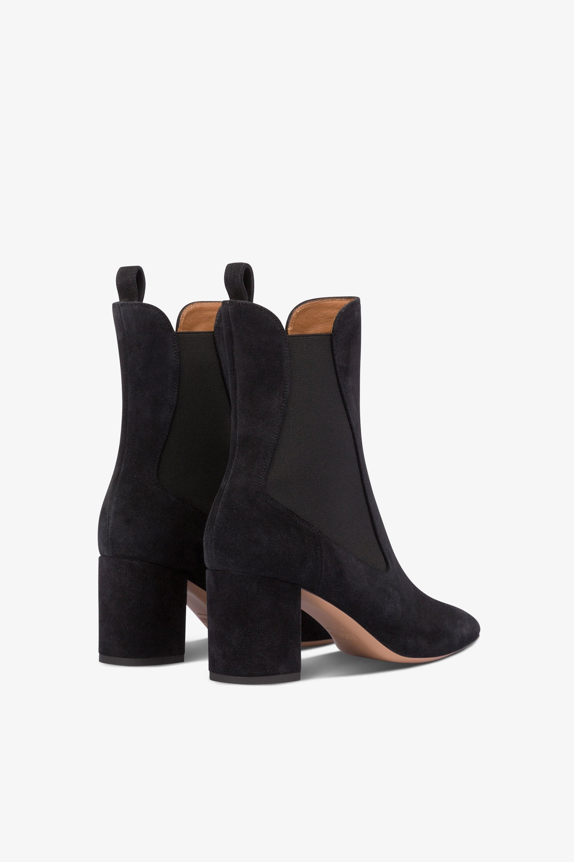 Pointed ankle boots in soft off-black suede leather