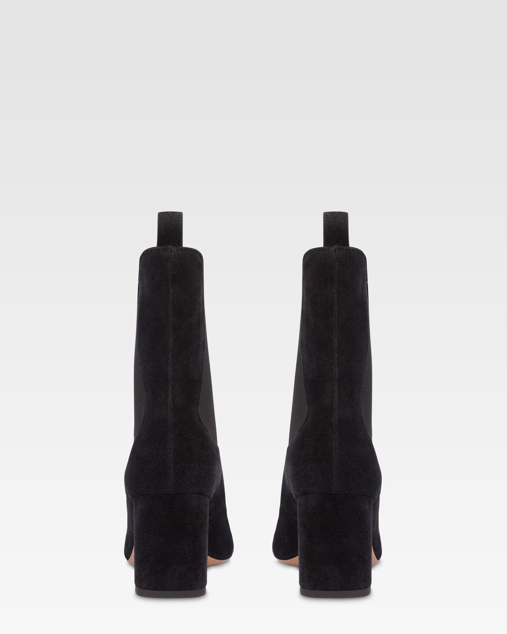 Pointed ankle boots in soft off-black suede leather