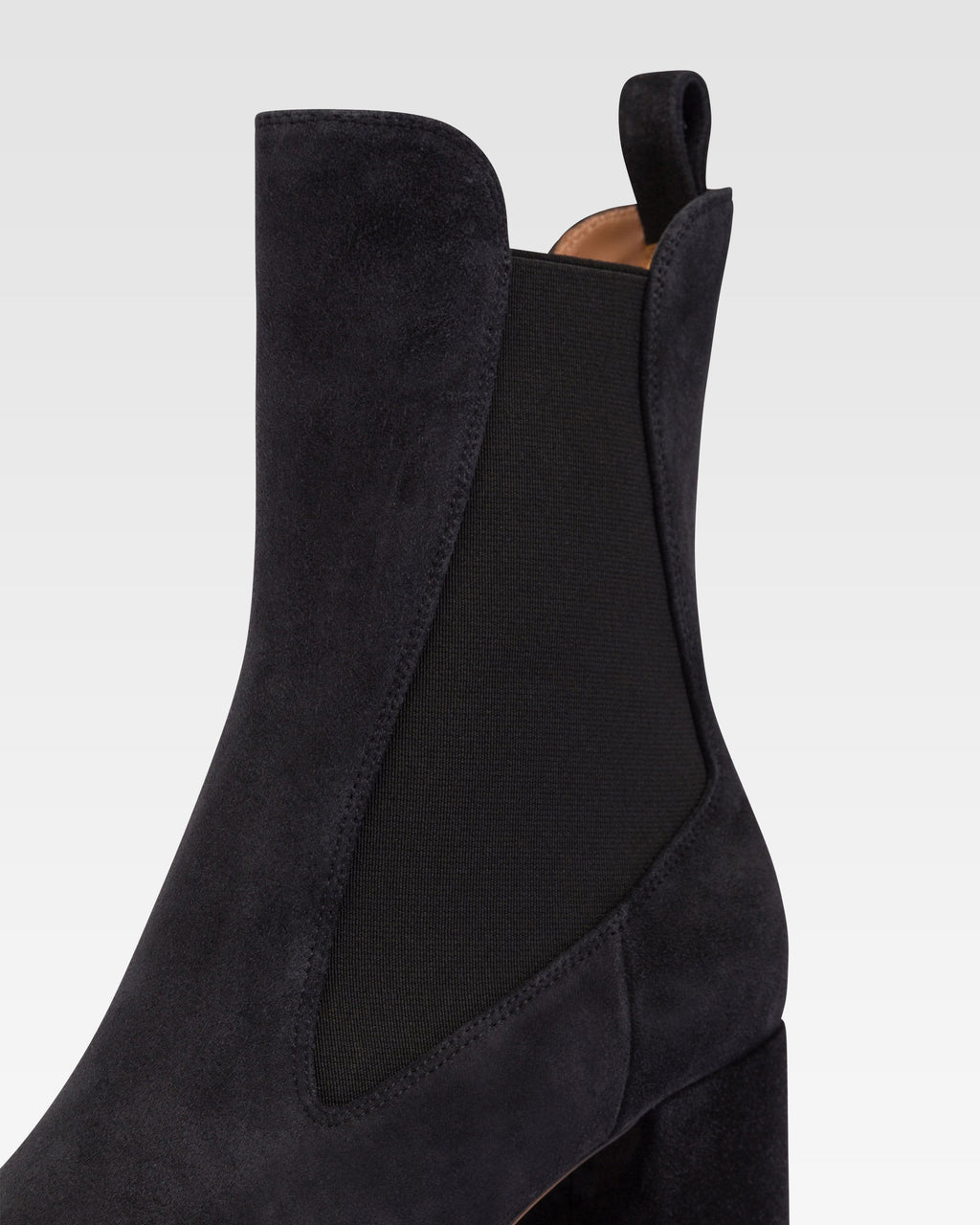 Pointed ankle boots in soft off-black suede leather