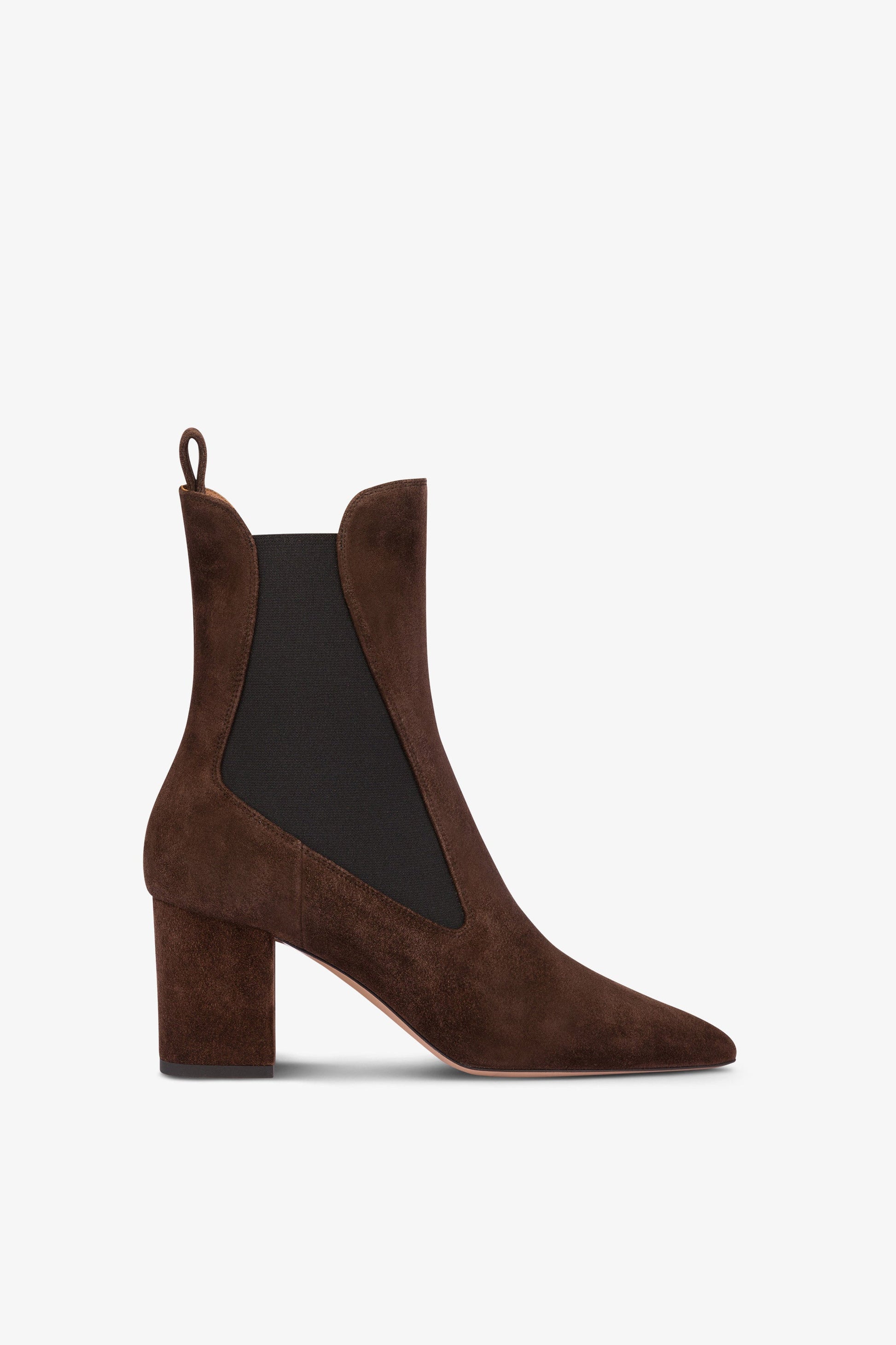 Pointed ankle boots in soft pepper suede leather