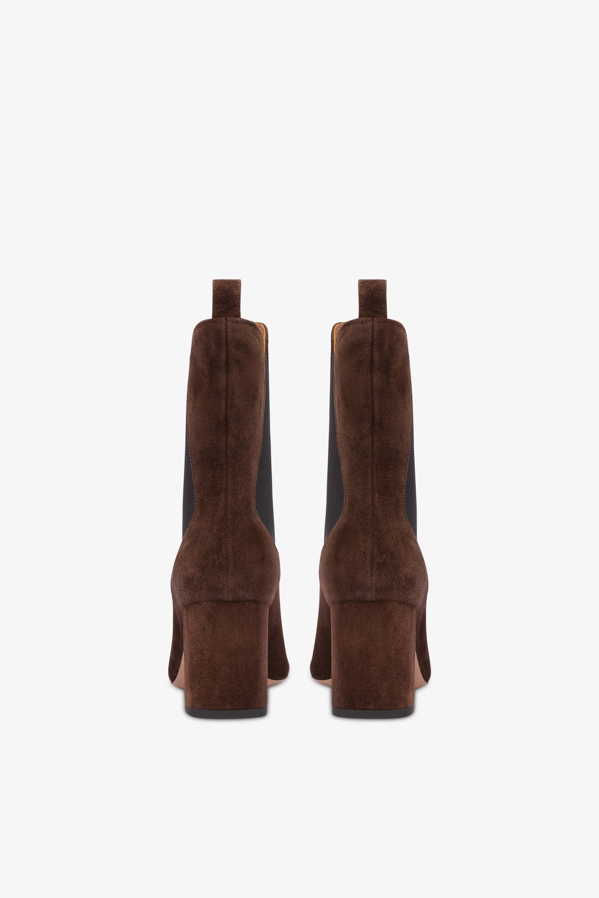 Bottines pointues en cuir suede doux et poivre