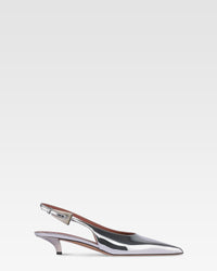 Slingbacks in silver mirror-effect leather — Silver