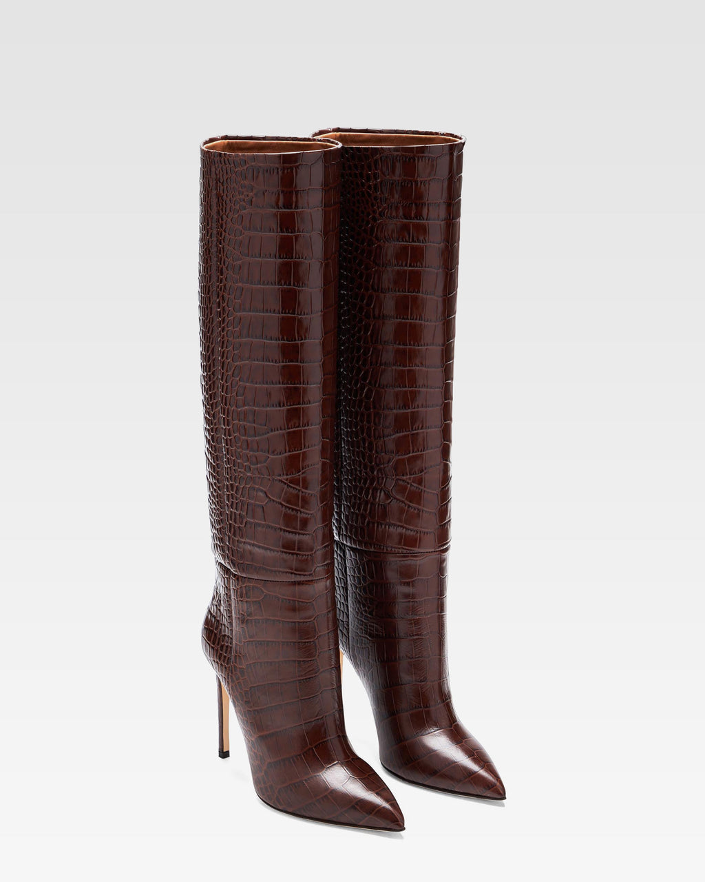 Choc brown embossed leather boot