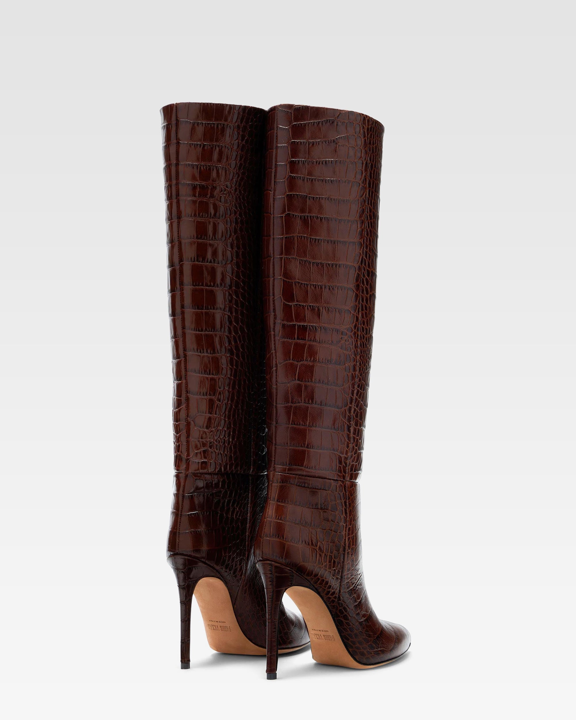 Stivale in pelle goffrata marrone cioccolato