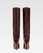 Choc brown embossed leather boot