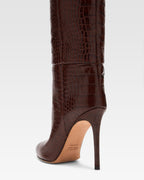 Choc brown embossed leather boot