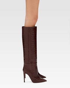 Choc brown embossed leather boot