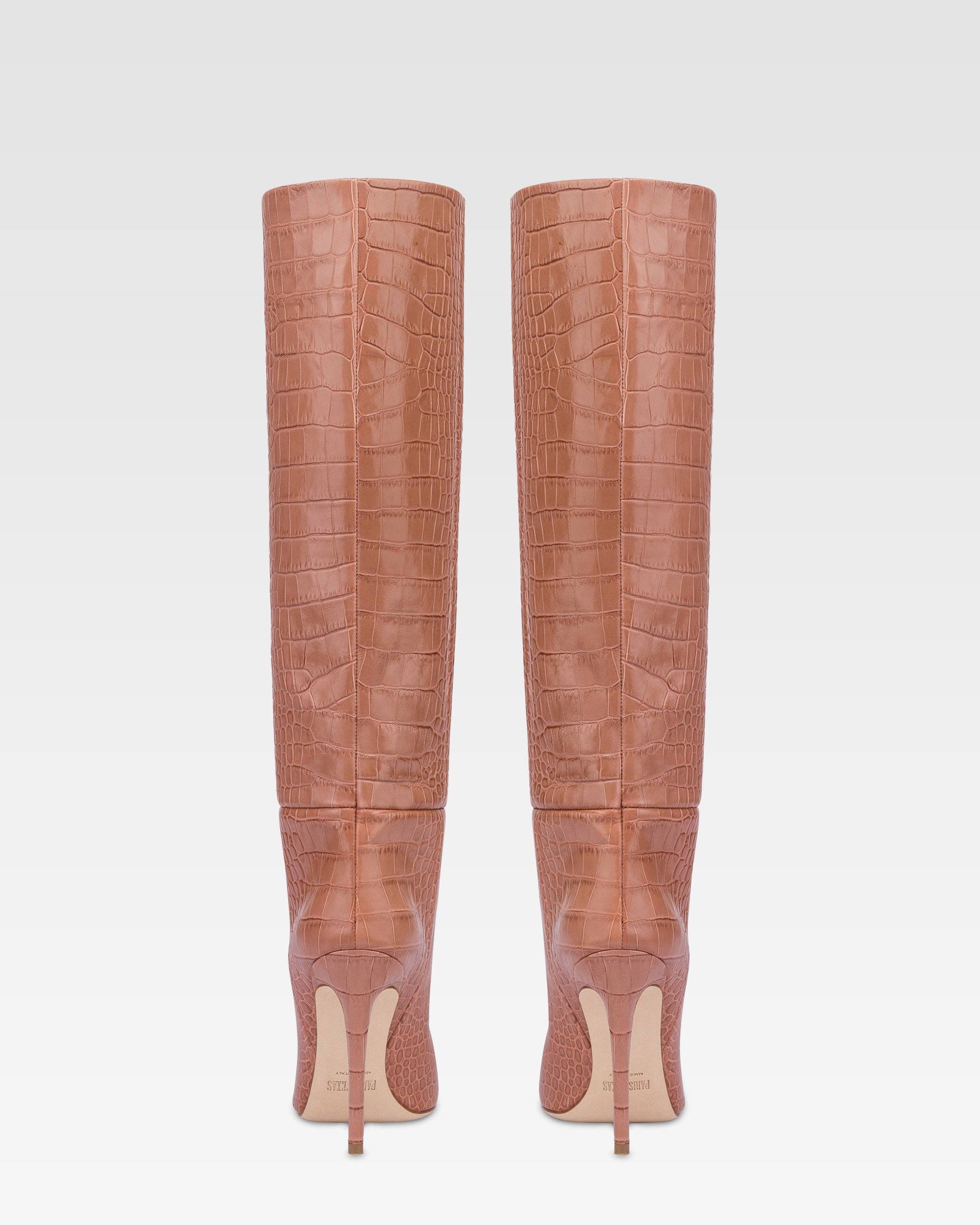 Stivali altezza ginocchio in morbida pelle stampa coccodrillo texas rose