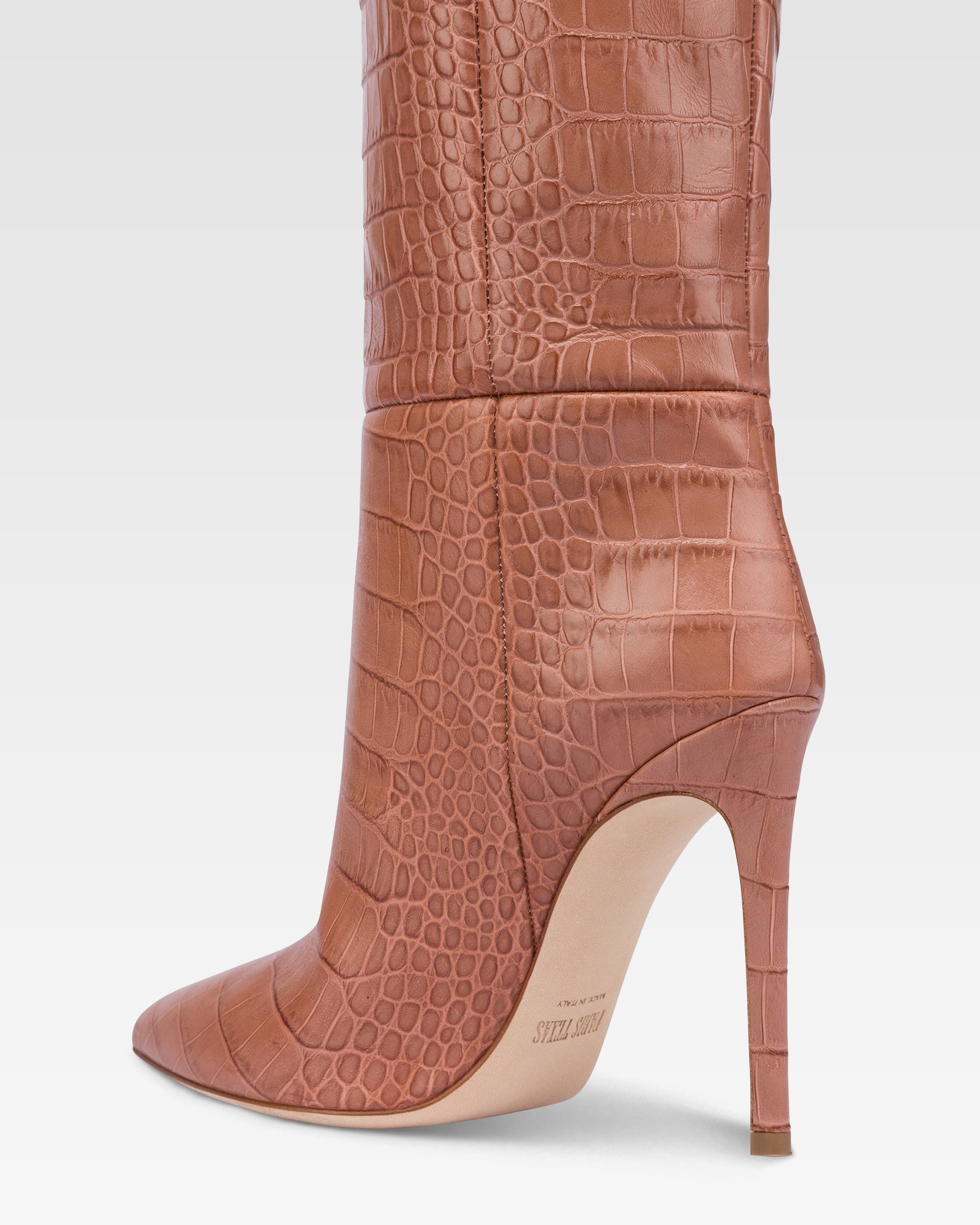 Stivali altezza ginocchio in morbida pelle stampa coccodrillo texas rose