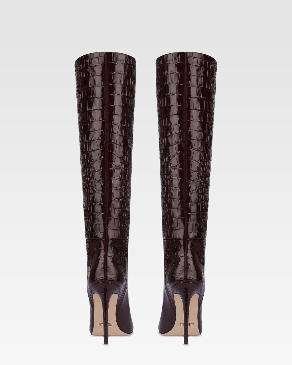 Stivali in pelle stampa coccodrillo color rouge noir