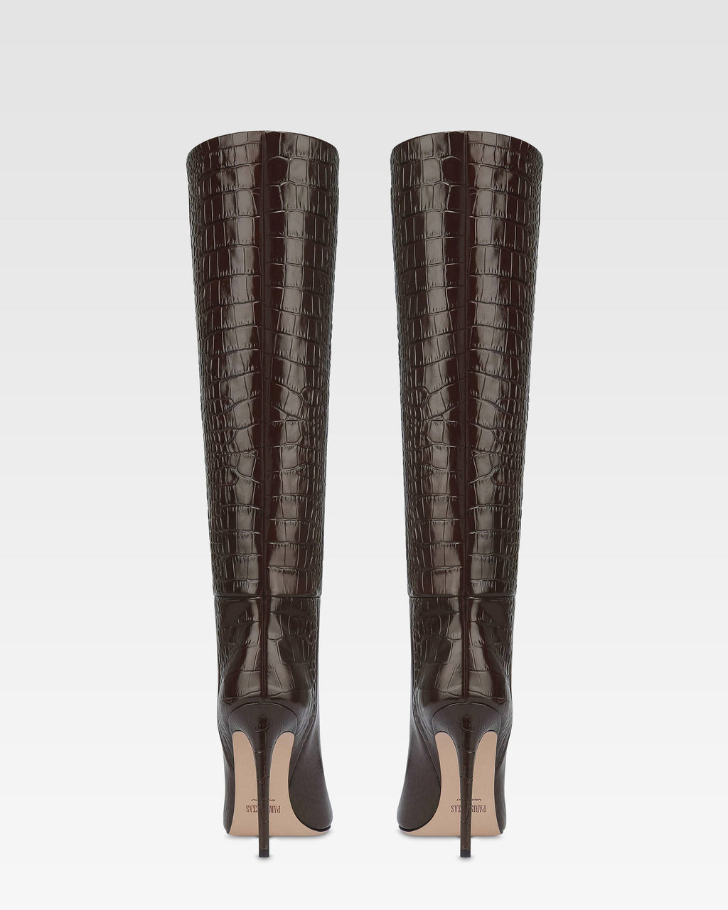 Stivali in pelle stampa coccodrillo color ebano