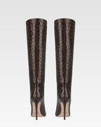 Stivali in pelle stampa coccodrillo color ebano