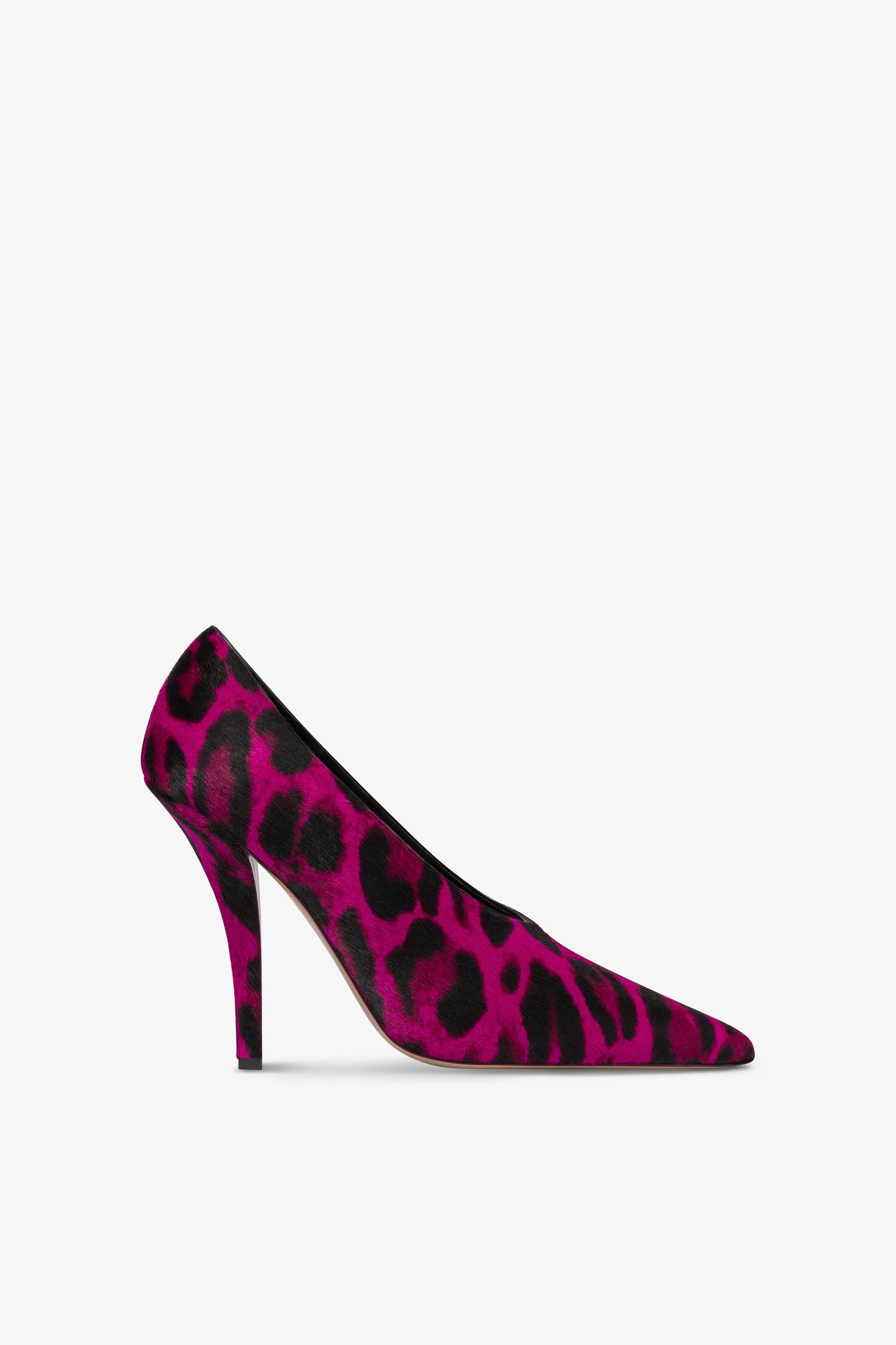 Pumps in fuchsia leopard-print cowhide