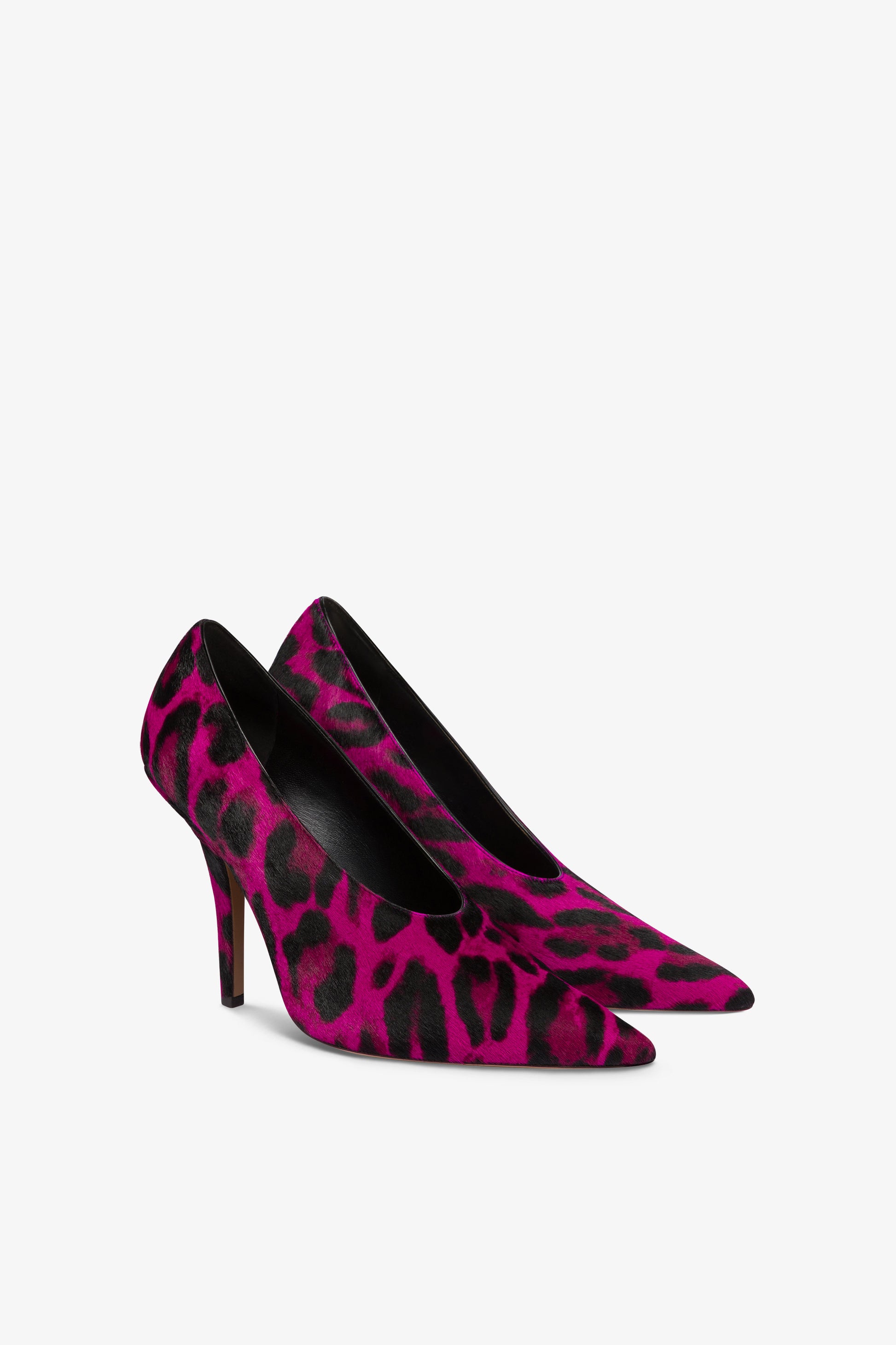 Escarpins en cuir de vachette imprime leopard couleur fuchsia