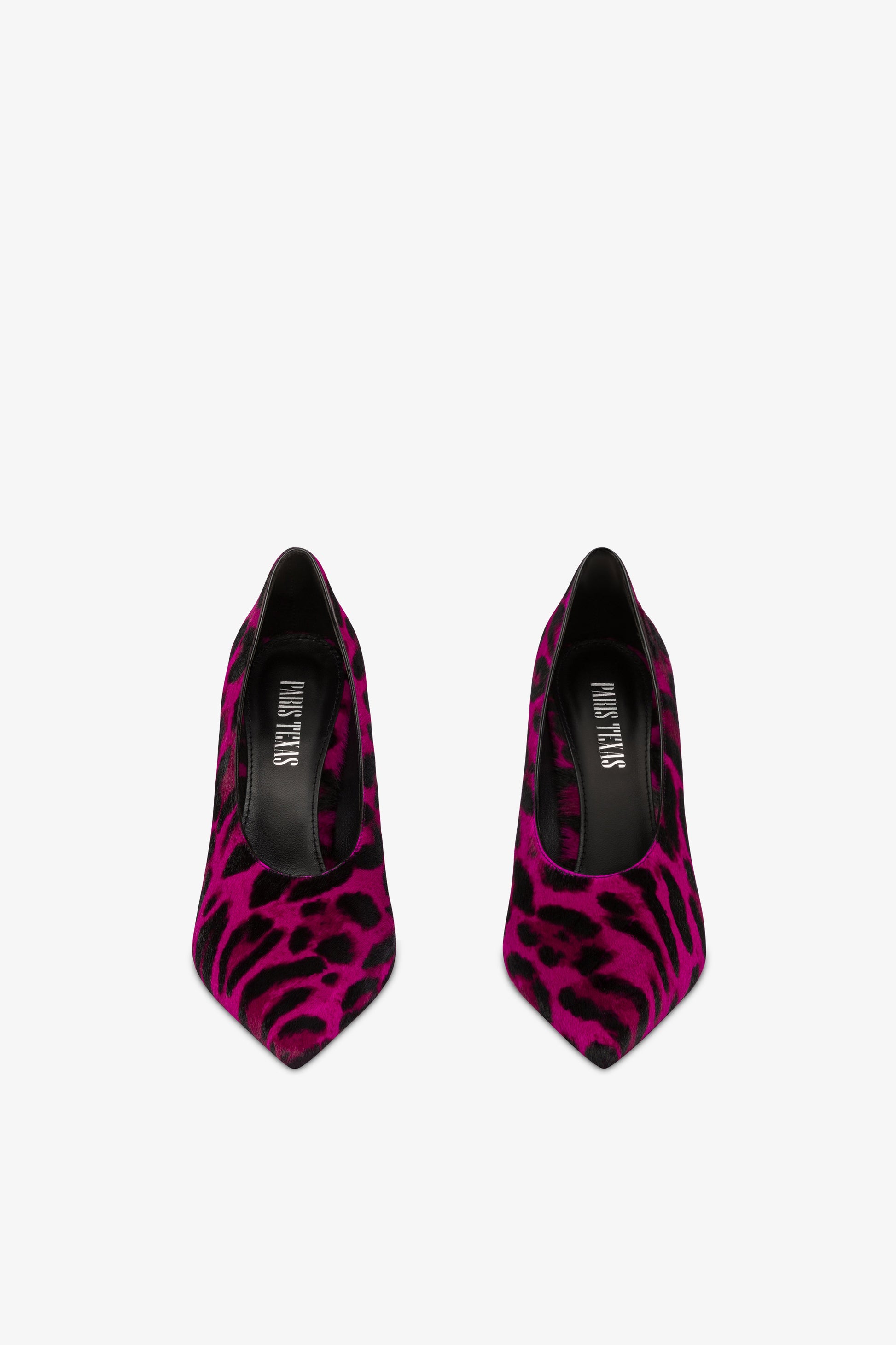 Pumps aus fuchsiafarbenem Rindsleder mit Leoparden-Print