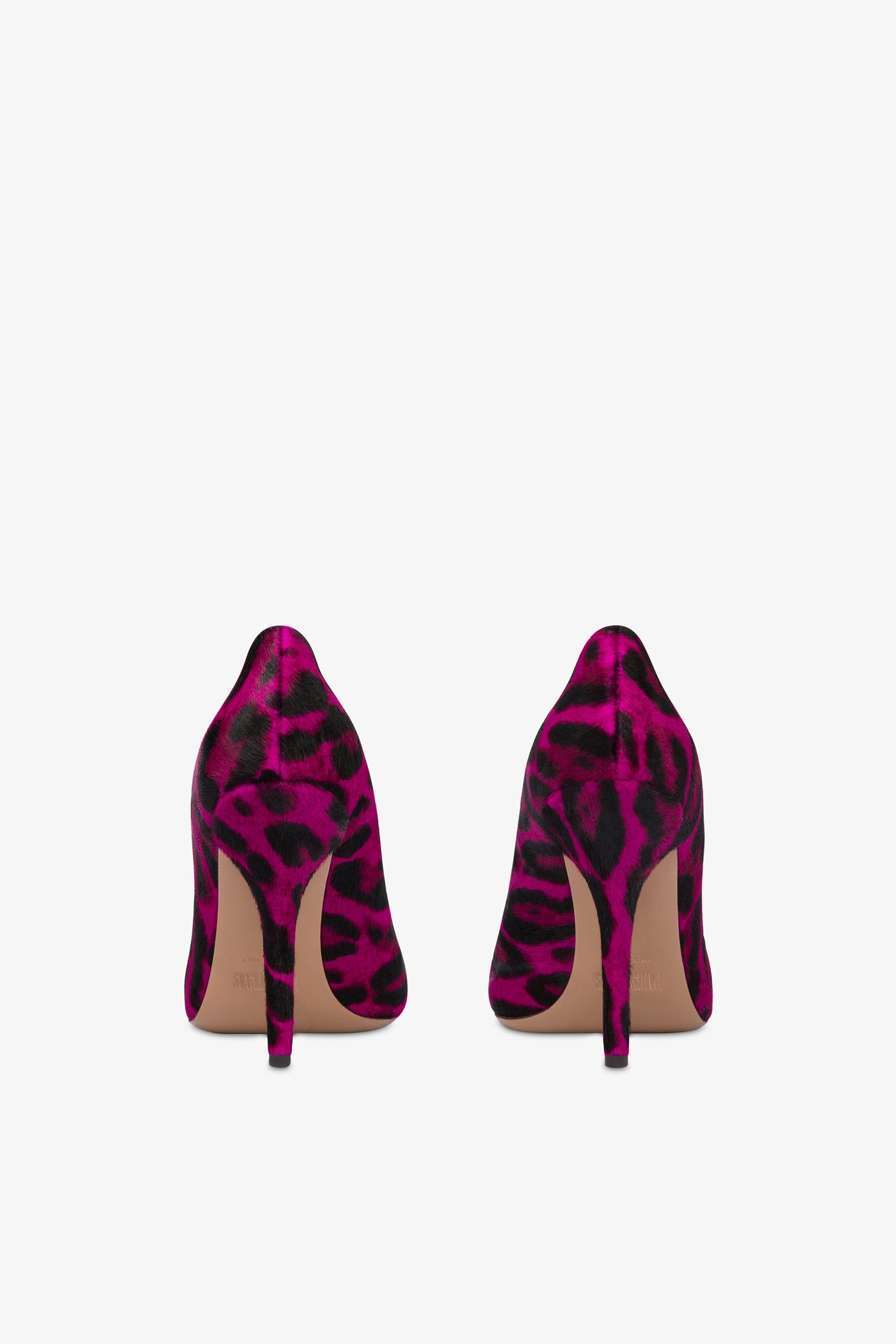 Pumps aus fuchsiafarbenem Rindsleder mit Leoparden-Print