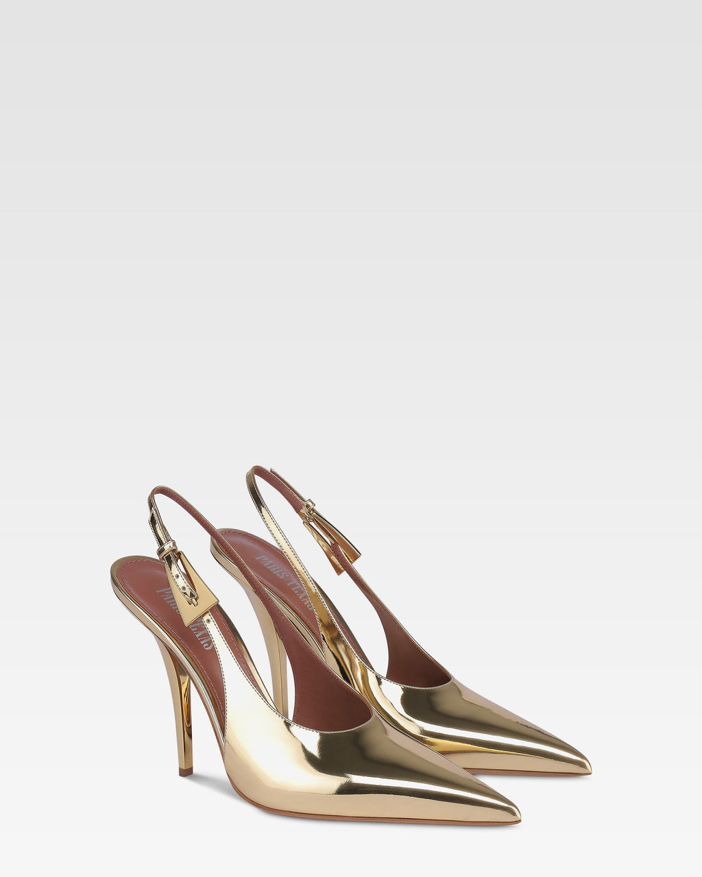 Slingbacks in gold mirror-effect leather