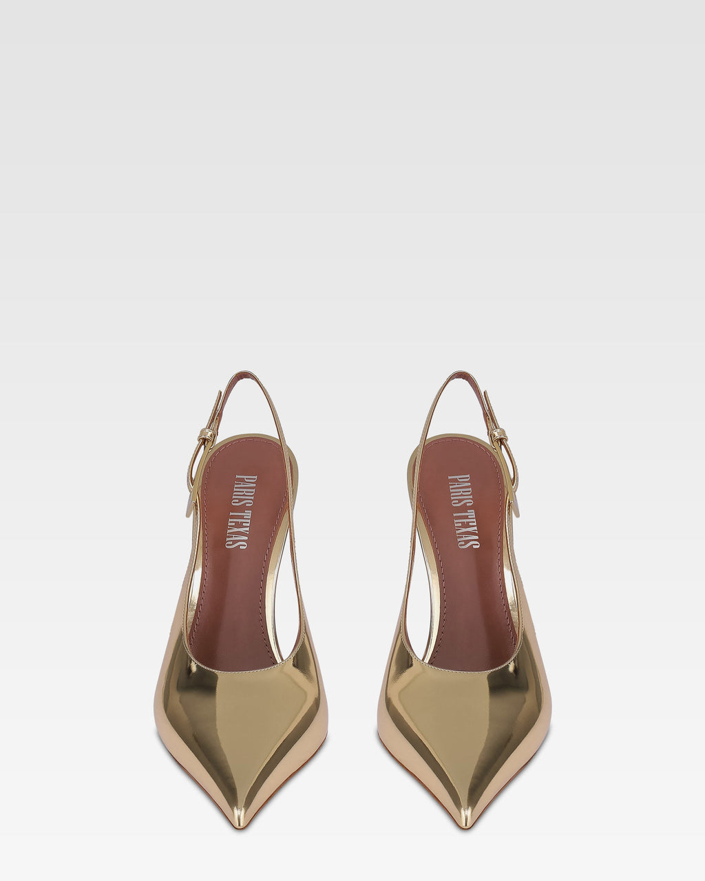 Slingbacks in gold mirror-effect leather
