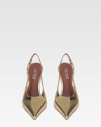 Slingbacks in gold mirror-effect leather
