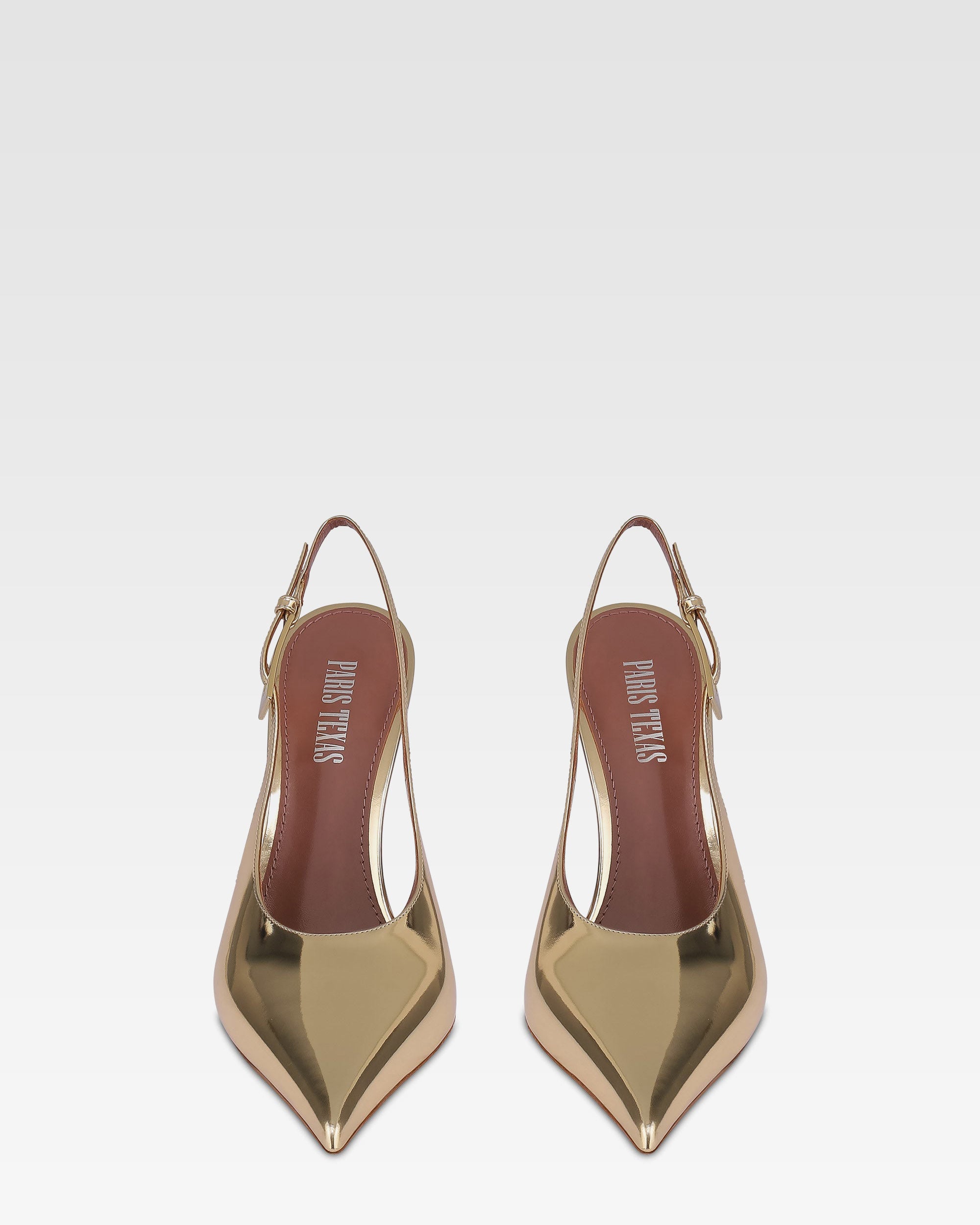 Slingbacks in gold mirror-effect leather