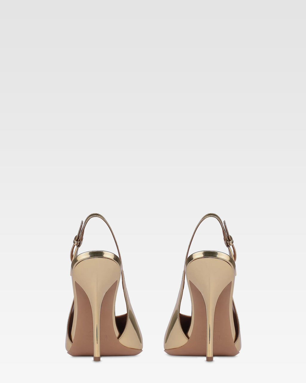 Slingbacks in gold mirror-effect leather