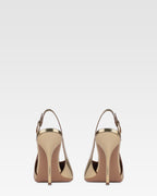 Slingbacks in gold mirror-effect leather