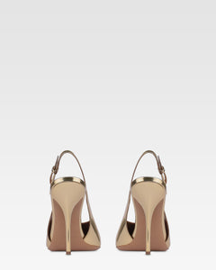 Slingbacks in gold mirror-effect leather