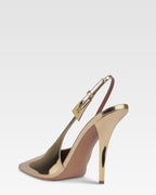 Slingbacks in gold mirror-effect leather