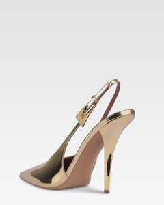 Slingbacks in gold mirror-effect leather
