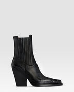 LEDEREN WESTERN ANKLE BOOT MET KROKODILLENPRINT BORDUURWERK