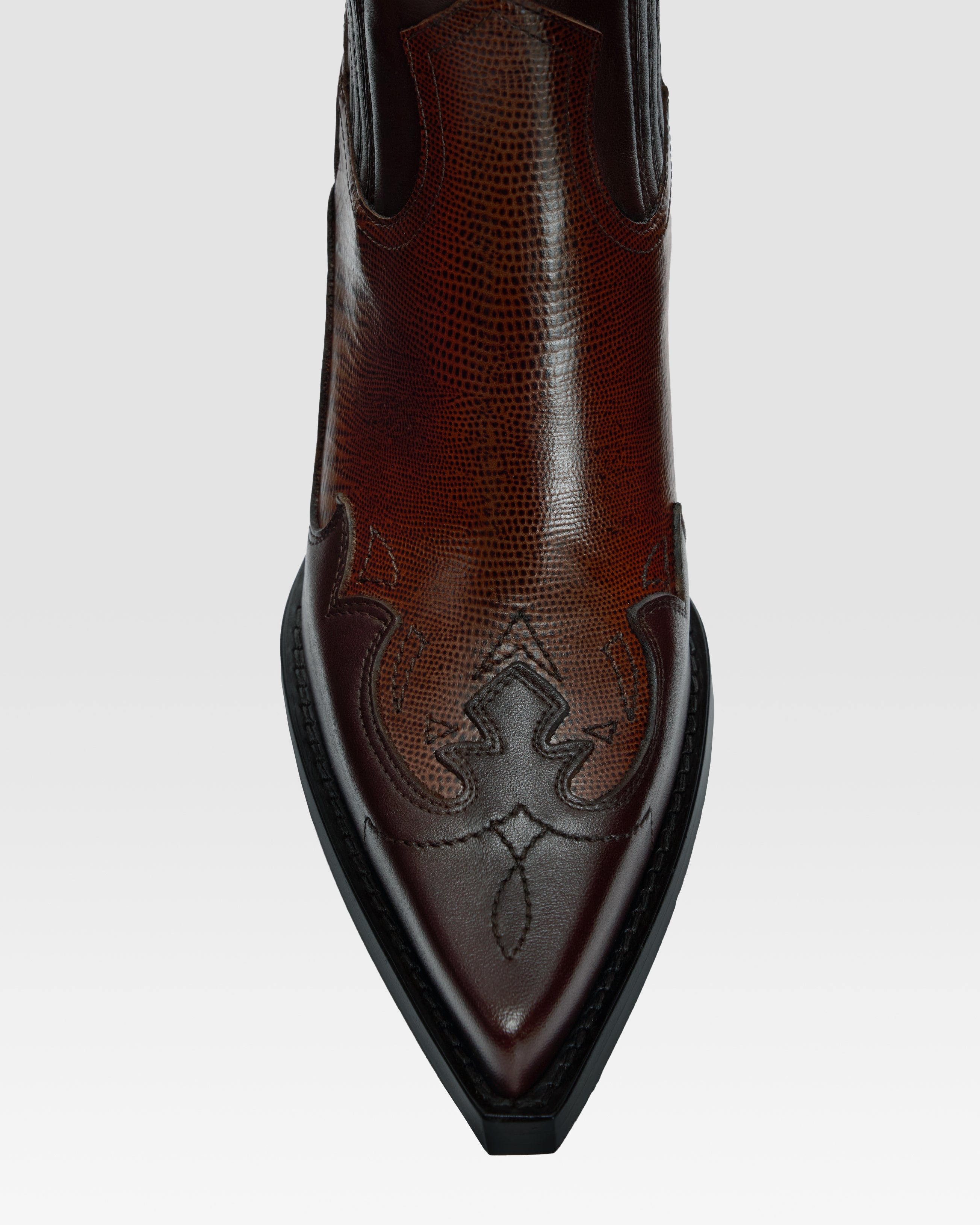 Ankle Boots in printed lizard-calf leather brown